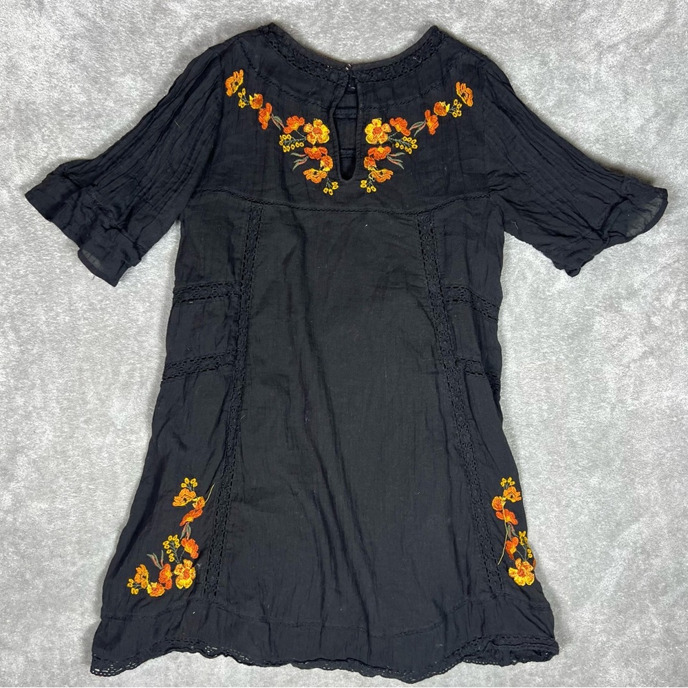Free People Dress Womens Medium Black Perfectly Victorian Boho Whimsical Girly - Picture 6 of 10
